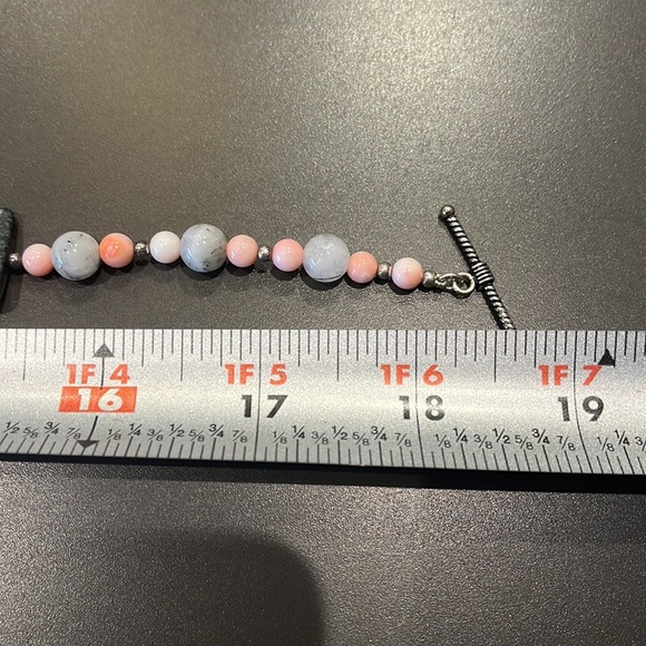 Vintage gemstone sterling quartz and coral necklace - Picture 6 of 6